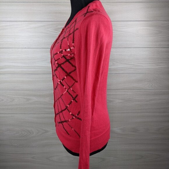 Sequined Cardigan Pink Cardigan Sweater - Picture 3 of 6